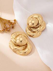 1 paire de boucles d'oreilles pendantes géométriques dorées de haute qualité, exagérées, convenant pour le port quotidien des femmes