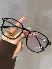 Square Brown Tinted Lens Glasses, Suitable For Women, Suitable For Daily Social Occasions And Street Fashion Outfits - Multicolor - View 11