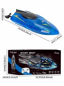 1 pieza Barco de control remoto, barco RC de acrobacias con luces 2.4GHz, puede realizar trucos como volteos, giros, movimiento hacia adelante en el agua, barco de acrobacias con volteo de 360° y luces LED, adecuado para piscinas y lagos, batería recargable modular, juguete regalo para niños y adultos, cumpleaños, vacaciones, regalo de Navidad para niños y niñas