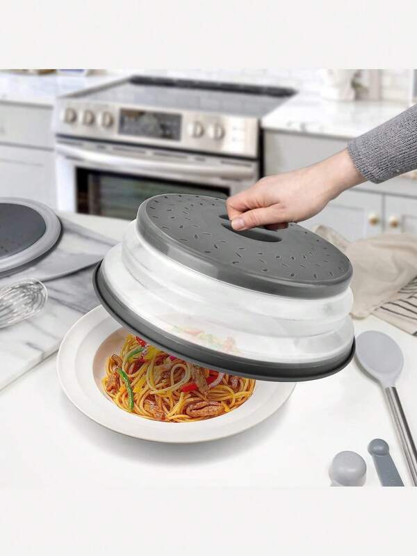 1 件升级版可折叠微波炉盖，10.5 英寸带钩孔，通风折叠微波炉盘盖，微波炉防溅盖，蔬菜水果清洁篮，多功能厨房工具，适用于学校、办公室、家庭、旅行、包、整理器、储物、厨房