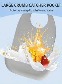 1Pc, Kitchen Adult Bibs For Men, Women, Silicone Food Bib, Elderly Silicone Adjustable Bib, Washable Adult Bibs With Crumb Catche, Eating Large Adult Feeding Bib, Waterproof Three-Dimensional Dirty Food Bib, Saliva Pocket Free Wash, Accessories,Bag,Organizer,Storage