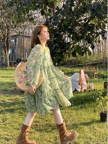Women Midi Dresses - Green - View 2