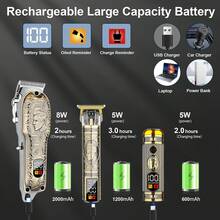 LQT 高级沙龙美发师套装，无绳电动理发器，USB 充电式毛发修剪器，二合一胡须修剪器可互换鼻毛修剪器，方便家庭使用，完美的节日礼物