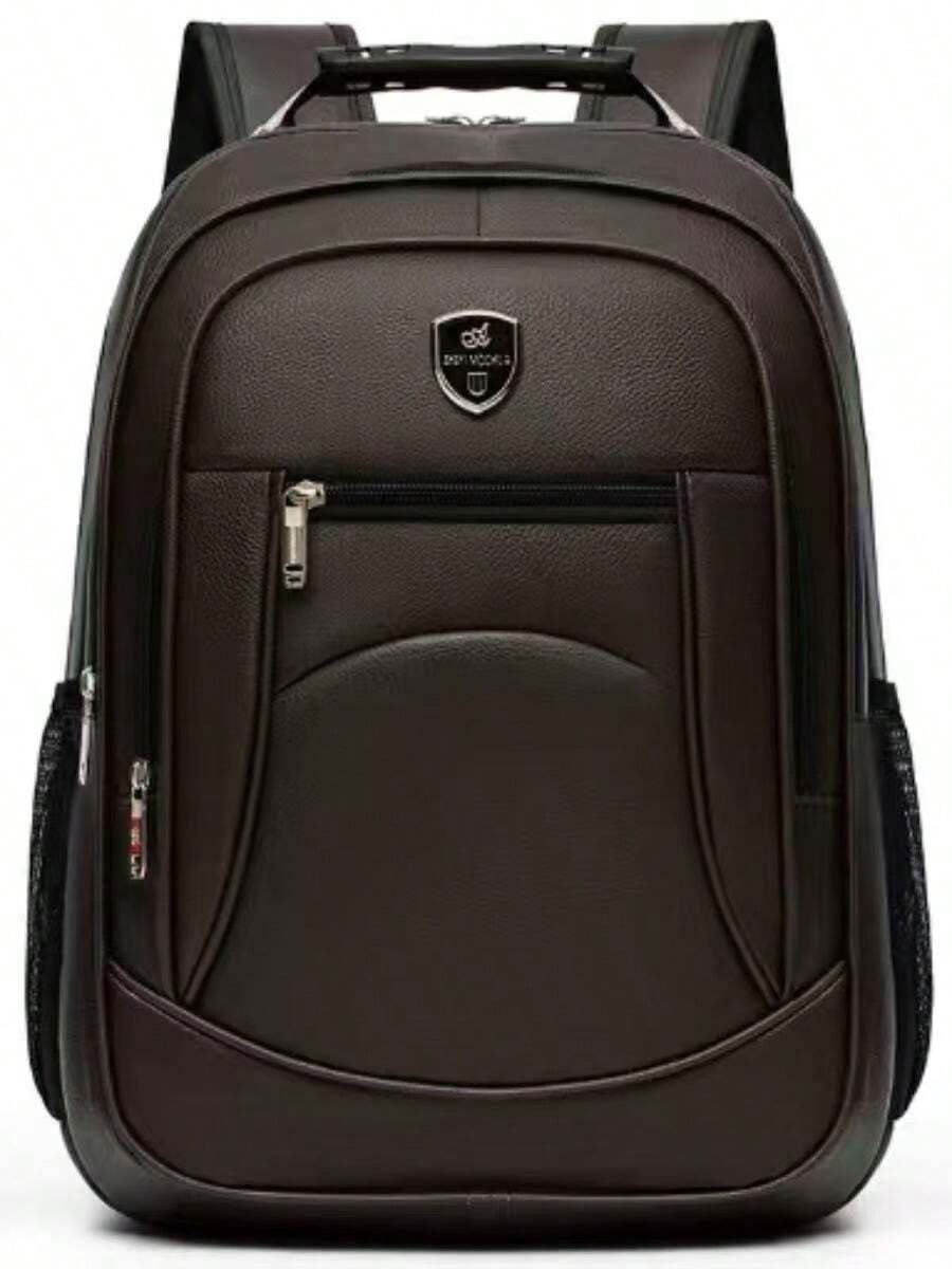Men's Backpack With Iron Handle Genuine Leather, Suitable For Laptop, School, Business, Formal, Random Style, Faux Leather Backpack - màu nâu - Xem 1
