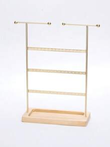 1pc Solid Wood Base Desktop Jewelry Stand, Perfect For Organizing And Storing Watches, Earrings, Bracelets, Necklaces, Etc Christmas Gift.