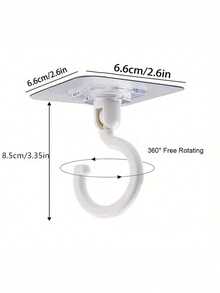 4/10 Stücke Deckendrehbare nahtlose Haken, 360° drehbare selbstklebende Deckenhaken mit hoher Tragfähigkeit, ohne Bohren, Multifunktional für Baldachin, Moskitonetz und Haushaltsorganisation