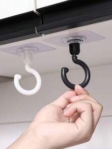 4/10 Stücke Deckendrehbare nahtlose Haken, 360° drehbare selbstklebende Deckenhaken mit hoher Tragfähigkeit, ohne Bohren, Multifunktional für Baldachin, Moskitonetz und Haushaltsorganisation
