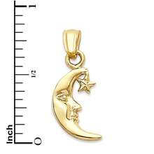 Solid Gold Dainty Moon With Star Pendant Pendent Polish Finished In 10k Or 14k - 14K - View 5