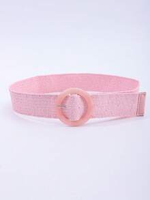 1pc Women's Elastic Woven Wide Bohemian Style Round Buckle Faux Fur Belt Summer, School Fall, Autumn, Halloween - A - View 10