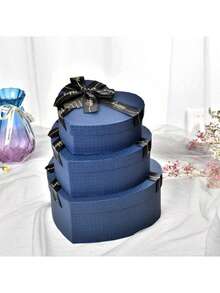 新款蝴蝶结丝带礼盒心形红色包装纸盒带盖礼品盒婚礼情人节圣诞礼物盒 - 彩色 - 查看 8