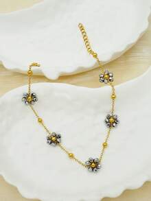 1 件时尚可爱女孩新款 18K 镀金钛钢小花手链，不锈钢串珠设计手饰，母亲节生日情人节约会礼物，舞会珠宝套装，毕业婚礼季，波西米亚度假风格，妈妈，母亲，母亲节，礼物 - 花瓣 - 查看 23