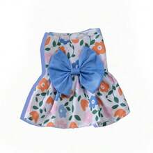 Váy in hình dễ thương cho chó con, Quần áo thú cưng, Quần áo cho chó, Quần áo cho chó Chihuahua, Đồ dùng cho mèo, Trang phục cho thú cưng, Váy cho chó có nơ - Màu xanh lam - Xem 9