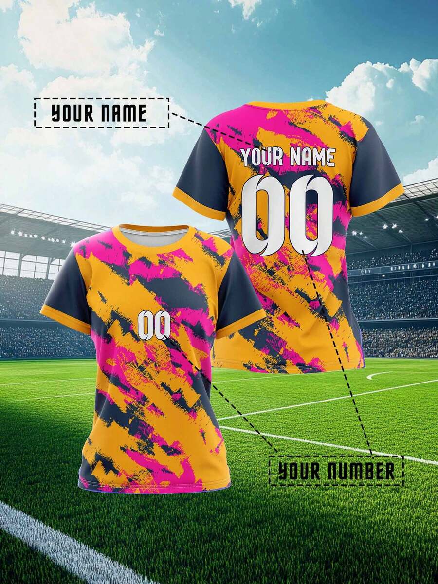 2025 定制运动服，夏季新款休闲户外训练运动单上衣短袖女式运动队俱乐部训练健身球衣上衣，前后印有姓名和号码，透气舒适，适合日常休闲、派对、白色汗衫 - 彩色 - 查看 1