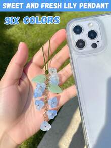 1 件百合花形手机挂绳，夏季度假手机/相机挂绳创意设计 - 彩色 - 查看 3