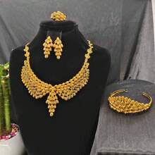 5pcs Middle Eastern Bridal Jewelry Set Necklace Earrings Ring Bracelet Accessory