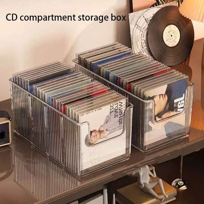 亚克力 CD/DVD 收纳架，桌面媒体存储和整理器，用于存放 CD 光盘、黑胶唱片、磁带、专辑