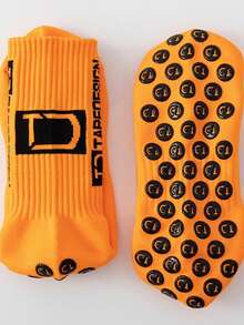 1 paire de chaussettes de sport de football avec lettres pour l'extérieur, chaussettes de sport à fond épais en terry antidérapant, chaussettes d'automne - Multicolore - Voir 4