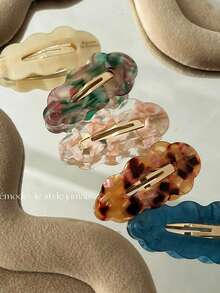 2025新款热销醋酸纤维小豹纹BB夹 - 优雅时尚的女士发饰，适用于额头碎发和刘海 - 波浪形鸭嘴夹，适合日常发型设计 - 彩色 - 查看 11