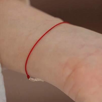 BALMORA 1pc 925 Sterling Silver Vintage Elegant Minimalist Red Cord Necklace, Suitable For Women's Daily Wear, Can Be Used As Friendship Jewelry Or Gift