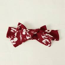 2-Piece Baby Girl Dress Set With Flowers And Plants, Batwing Sleeve Dress And Bow Headband, Ideal For Girls From 3 Months To 2 Years For Summer - 酒紅色 - 查看 3