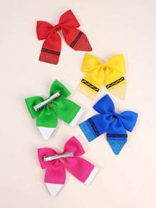 10pcs Back To School Hair Bows For Girls Sparkly Colorful Bow Alligator Clips Cute Sweet Pencil Hair Clips First Day Of School Barrettes New Semester Student Gift Hairpins Kids Hair Accessories