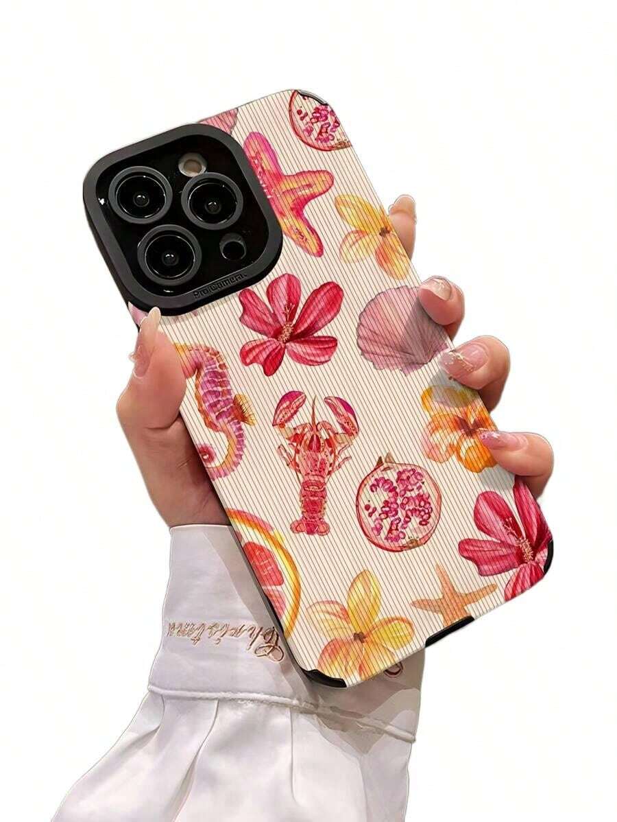 Teléfono anticaída suave con textura de vida marina rosa, X/XS XSMAX 11 12 13 14 15 16 12MINI 13MINI 16E SE4 S22 S23 S24 S25, 1 ud. - Multicolor 12 - Ver 1