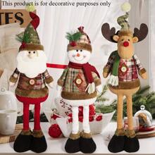 Juego de figuras de peluche - 1 pieza/3 piezas de Papá Noel, Muñeco de Nieve y Reno, con patas ajustables | Decoración festiva adorable para el hogar y fiestas, perfecta para familia, hotel o decoración de escaparate de tienda - Sin necesidad de energía, de vuelta a la escuela Día de San Valentín