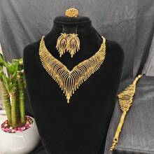 5pcs Middle Eastern Bridal Jewelry Set Necklace Earrings Ring Bracelet Accessory