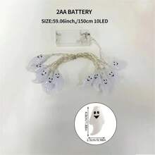 电池供电的万圣节鬼魂灯串，可爱的室内万圣节灯，适用于派对门廊壁炉万圣节装饰（暖白色），万圣节装饰灯，家居装饰，派对装饰，万圣节装饰，房间装饰，万圣节花园装饰，可作为礼物，仙女 - 暖白色 - 查看 15