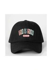 1 件“GOD IS GOOD”印花可调节棒球帽 - 复古水洗风格，男女通用休闲防晒帽，适合户外活动，时尚节日礼物