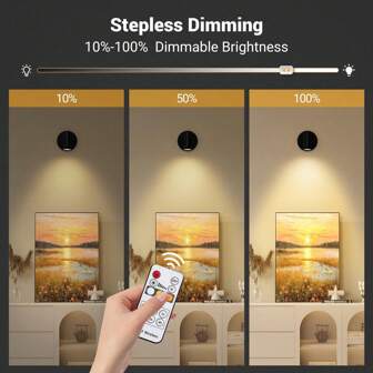 1 件 2000Mah 电池 LED 充电壁灯，无线磁吸展示聚光灯，护眼夜灯，渐进式调光，无线床头阅读灯，360° 可旋转触控家居照明，圣诞节或情人节送给女孩的理想生日礼物