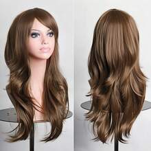 Soowee, pelucas sintéticas de 70cm de largo, peluca de Cosplay rosa y púrpura, pelo ondulado para disfraz de Halloween, postizos falsos para mujer XDMM - Morado - Ver 11