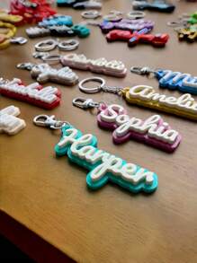 1pc Customized Name Bag Charm - Cute Cartoon Design, Perfect Gift For Girls & Friends. Customizable Acrylic Keychain. All-Year-Round Gift, Durable, Colorful, Adorable, Cute, Fun, Kawaii, Unisex, Casual, Personalized, Unique. Ideal Gift For Him, Her, Boyfriend, Family, Friends, Travel Accessories