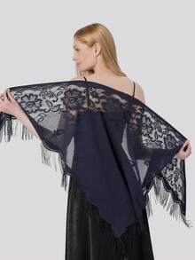 1 件女士柔软纯色透明雪纺披肩，派对舞会礼服配饰