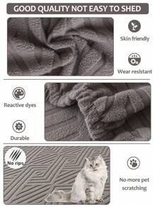 1件装弹力沙发套，宠物友好型，提花防尘沙发套，家具保护套，毛绒防滑沙发套，适用于卧室、办公室、客厅装饰，适合养猫人士，宠物家居装饰，客厅1/2/3/4座沙发套 - 深灰色 - 查看 4