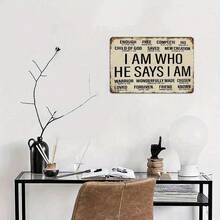 2D Flat, "I AM WHO HE SAYS I AM" Christian Metal Tin Sign With 20+ Bible Verses - Rustic Distressed Finish Wall Art For Home, Office, Bedroom - Inspirational Spiritual Decor & Perfect Gift For Men & Women, Inspirational Wall Decor, Versatile Room Accent, Durable Construction, Perfect For Room Decor - A - 查看 3