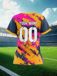 2025 定制运动服，夏季新款休闲户外训练运动单上衣短袖女式运动队俱乐部训练健身球衣上衣，前后印有姓名和号码，透气舒适，适合日常休闲、派对、白色汗衫 - 彩色 - 查看 9