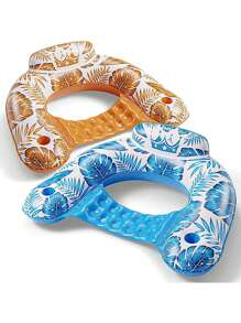 1PC Adult Swimming Ring U-Shaped Floating Lounge Chair, Water Inflatable Floating Raft, Unisex Swimming Pool Float Chair, Beach Essentials, Beach Accessories
