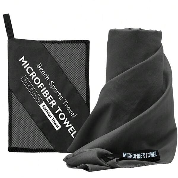 1pc Solid Color Quick Dry Microfiber Beach Towel, Lightweight And Convenient, Non-Sticky Sand, Suitable For Beach, Travel, Camping, Vacation, Gym, Swimming Pool