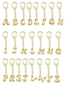 Bubble Alphabet Cute Charms Bag Pendants - Alphabet A-Z, Shiny Alloy Bag And Backpack Charm - Perfect Gift For Birthdays And Special Occasions, For Women And Girls, Purse And Handbag Accessories. - Gold - View 3