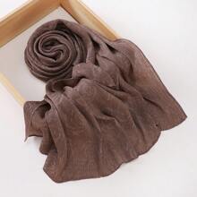 1pc Women Classic Solid Color Rose Embossed Pleated Scarf, Lightweight Breathable Casual Elegant, Suitable For Outings, Daily Wear, Fashion Traveling, Shawl