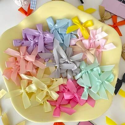 50 件可爱芭蕾舞风格迷你缎带蝴蝶结，DIY 工艺装饰配件，适用于时尚和发饰