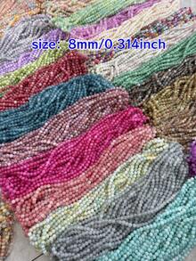 100pcs 8mm Simulated Jade Natural Stones, Agate, Color-Dyed Non-Fading Beads, Supplies For DIY Jewelry Making Such As Bracelets, Keychains, Necklaces, Crafts Decorations, Rich Colors To Inspire Your Creations - Multicolor - View 1