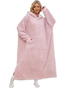 Snuggy Hooded Blanket For Adult, Wearable Blanket Hoodies For Women & Men Warm Cozy Sherpa Sweatshirt With Giant PocketHalloween Christmas New Year 2026 - 1 - 查看 1