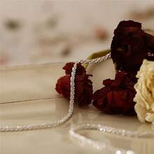 正品925纯银镀层项链，2毫米闪亮锁骨链，毛衣链，高贵饰品礼品，女士 - 銀色 - 查看 2