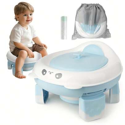 Portable Potty Training Toilet For Boys And Girls With Storage Bag – Foldable Travel Potty Chair For Toddlers, Indoor And Outdoor Use, Easy To Clean, Includes 20 Free Travel Bags