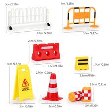 9pcs/Set Construction Theme Mini Traffic Cones & Road Warning Signs For Birthday Cake Toppers Or Party Favors,Birthday Decorations - Multicolor - View 4