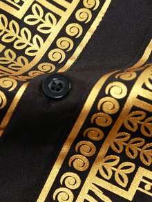 Idopy Men's Matching Middle Eastern Outfit Set Print Shirt And Pants - màu đen - Xem 4
