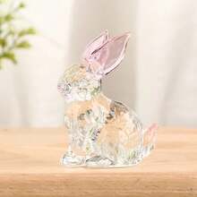 1PC Crystal Glass Rabbit Statue Mascot Animal Handmade Figurines Ornaments For Garden Home Living Room Office Table - Màu vàng - Xem 11