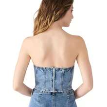Steve Madden Women's Rina Strapless Denim Corset Top |  | Women Sports Tees & Tanks - Màu xanh đích thực - Xem 2